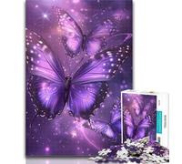 Jigsaw Purple Magic Butterfly Jigsaw Puzzles 1000 Pieces for Adults Teens,is Ideal As A Gift for The Whole Family Suitable for And 14 26x38cm