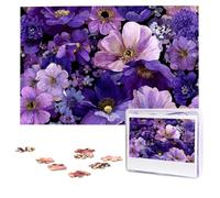 Jigsaw Puzzle 100 Pieces Personalized Wooden Picture from Photos Puzzles Custom Puzzle from Pictures Purple Floral Puzzles for Adults Family Birthday Christmas Valentine's Day Gifts