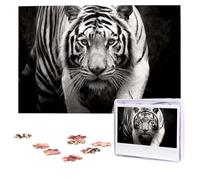 Jigsaw Puzzle 100 Pieces Personalized Wooden Picture from Photos Puzzles Custom Puzzle from Pictures Black White Tiger Puzzles for Adults Family Birthday Christmas Valentine's Day Gifts