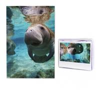 Jigsaw Puzzle 100 Pieces Personalized Wooden Picture from Photos Puzzles Custom Puzzle from Pictures Ocean Animal Manatee Puzzles for Adults Family Birthday Christmas Valentine's Day Gifts