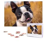 Jigsaw Puzzle 100 Pieces Personalized Wooden Picture from Photos Puzzles Custom Puzzle from Pictures Lovely Boston Terrier Puzzles for Adults Family Birthday Christmas Valentine's Day Gifts