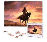 Jigsaw Puzzle 100 Pieces Personalized Wooden Picture from Photos Puzzles Custom Puzzle from Pictures Cowboy West Puzzles for Adults Family Birthday Christmas Valentine's Day Gifts