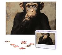 Jigsaw Puzzle 100 Pieces Personalized Wooden Picture from Photos Puzzles Custom Puzzle from Pictures The silent monkey Puzzles for Adults Family Birthday Christmas Valentine's Day Gifts
