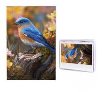 Jigsaw Puzzle 100 Pieces Personalized Wooden Picture from Photos Puzzles Custom Puzzle from Pictures Eastern Bluebird Puzzles for Adults Family Birthday Christmas Valentine's Day Gifts