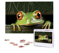 Jigsaw Puzzle 100 Pieces Personalized Wooden Picture from Photos Puzzles Custom Puzzle from Pictures Frog peeking out of wallet Puzzles for Adults Family Birthday Christmas Valentine's Day Gifts