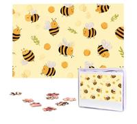 Jigsaw Puzzle 100 Pieces Personalized Wooden Picture from Photos Puzzles Custom Puzzle from Pictures Cute Bees Honey Puzzles for Adults Family Birthday Christmas Valentine's Day Gifts