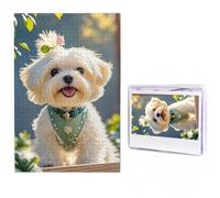 Jigsaw Puzzle 100 Pieces Personalized Wooden Picture from Photos Puzzles Custom Puzzle from Pictures Lovely Maltese Dog Puzzles for Adults Family Birthday Christmas Valentine's Day Gifts