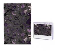 Jigsaw Puzzle 100 Pieces Personalized Wooden Picture from Photos Puzzles Custom Puzzle from Pictures Purple Black Goth Spooky Puzzles for Adults Family Birthday Christmas Valentine's Day Gifts