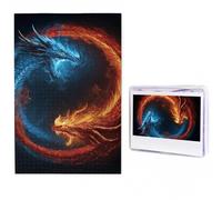 Jigsaw Puzzle 100 Pieces Personalized Wooden Picture from Photos Puzzles Custom Puzzle from Pictures Fire and ice dragons Puzzles for Adults Family Birthday Christmas Valentine's Day Gifts