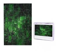 Jigsaw Puzzle 100 Pieces Personalized Wooden Picture from Photos Puzzles Custom Puzzle from Pictures Green Matrix Puzzles for Adults Family Birthday Christmas Valentine's Day Gifts