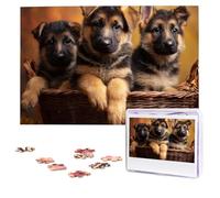 Jigsaw Puzzle 100 Pieces Personalized Wooden Picture from Photos Puzzles Custom Puzzle from Pictures Little german shepherd dog Puzzles for Adults Family Birthday Christmas Valentine's Day Gifts