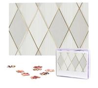 Jigsaw Puzzle 100 Pieces Personalized Wooden Picture from Photos Puzzles Custom Puzzle from Pictures Profile Geometric Ivory Gold Puzzles for Adults Family Birthday Christmas Valentine's Day Gifts