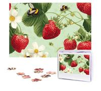 Jigsaw Puzzle 100 Pieces Personalized Wooden Picture from Photos Puzzles Custom Puzzle from Pictures Lovely Strawberry Puzzles for Adults Family Birthday Christmas Valentine's Day Gifts