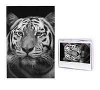 Jigsaw Puzzle 100 Pieces Personalized Wooden Picture from Photos Puzzles Custom Puzzle from Pictures Black and white tiger Puzzles for Adults Family Birthday Christmas Valentine's Day Gifts