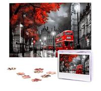 Jigsaw Puzzle 100 Pieces Personalized Wooden Picture from Photos Puzzles Custom Puzzle from Pictures Red London Street Puzzles for Adults Family Birthday Christmas Valentine's Day Gifts