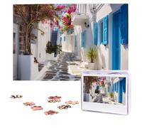 Jigsaw Puzzle 100 Pieces Personalized Wooden Picture from Photos Puzzles Custom Puzzle from Pictures Greece Street Puzzles for Adults Family Birthday Christmas Valentine's Day Gifts