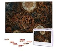 Jigsaw Puzzle 100 Pieces Personalized Wooden Picture from Photos Puzzles Custom Puzzle from Pictures Rusty Steampunk Clock Puzzles for Adults Family Birthday Christmas Valentine's Day Gifts