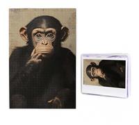 Jigsaw Puzzle 100 Pieces Personalized Wooden Picture from Photos Puzzles Custom Puzzle from Pictures The silent monkey Puzzles for Adults Family Birthday Christmas Valentine's Day Gifts