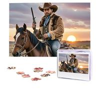 Jigsaw Puzzle 100 Pieces Personalized Wooden Picture from Photos Puzzles Custom Puzzle from Pictures Cowboy West Puzzles for Adults Family Birthday Christmas Valentine's Day Gifts