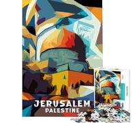 Jigsaw Puzzle 1000 Abstract Jerusalem Design Brain Intelligence Challenge Addictive Toys Relaxing Games Perfect Decoration Secret Santa Gifts (Size 75x50cm)