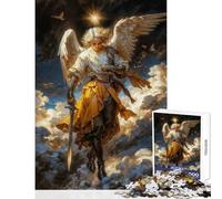 Jigsaw Puzzle 1000 Archangel Azrael with Sword in Cloudy Sky Toy Wall Decor Gift For Birthdays Brain Teaser Game with Fully Interlocking Randomly Shaped Pieces Size 50x75cm