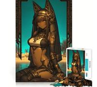 Jigsaw Puzzle 1000 Bastet Egyptian Goddess Anime Girl Neat Edge Decor Creative Skill Toy Easy Time Fun Christmas Fun Gift (50x75cm)