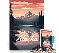 Jigsaw Puzzle 1000 Beautiful Alaska Lake Neat Edge Decor Creative Skill Toy Easy Time Fun Christmas Fun Gift (50x75cm)