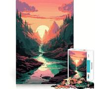 Jigsaw Puzzle 1000 Beautiful Sunset Vaporwave Neat Edge Decor Creative Skill Toy Easy Time Fun Christmas Fun Gift (38x52cm)