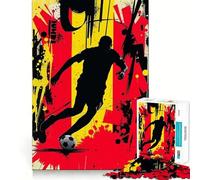Jigsaw Puzzle 1000 Belgium Soccer Player Silhouette Art Neat Edge Decor Creative Skill Toy Easy Time Fun Christmas Fun Gift (38x26cm)