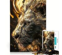 Jigsaw Puzzle 1000 Black And Gold Lions Neat Edge Decor Creative Skill Toy Easy Time Fun Christmas Fun Gift (50x75cm)
