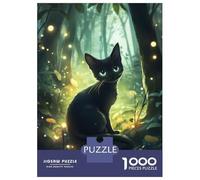 Jigsaw Puzzle 1000 Black Cat in Enchanted Forest Jigsaw for Adults Family Game Analysis And Logic Unique Gifts for Birthday And Christmas 38x26cm/1000pcs