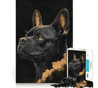 Jigsaw Puzzle 1000 Black French Bulldog in Space Exact Cut Play, Logic Skill Play, Relax Time Game, Christmas Home Art (38x52cm)