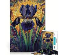 Jigsaw Puzzle 1000 Black Iris Flower Exact Cut Play, Logic Skill Play, Relax Time Game, Christmas Home Art (38x26cm)