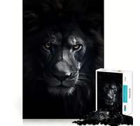 Jigsaw Puzzle 1000 Black Lion Angry King Flawless Fit Art, Smart Play Activity, Downtime Game Fun, Birthday Game Gift (38x26cm)