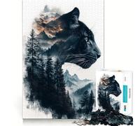 Jigsaw Puzzle 1000 Black Panther Mountain Double Exposure Accurate Joint Fun, Smart Brain Activity, Slow Time Fun, Birthday Game Gift (38x52cm)