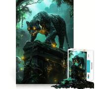 Jigsaw Puzzle 1000 Black Panther on Ancient Ruins Exact Cut Play, Logic Skill Play, Relax Time Game, Christmas Home Art (50x75cm)