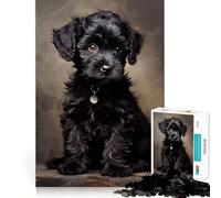 Jigsaw Puzzle 1000 Black Poodle Puppy Accurate Joint Fun, Smart Brain Activity, Slow Time Fun, Birthday Game Gift (38x52cm)