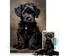 Jigsaw Puzzle 1000 Black Poodle Puppy Accurate Joint Fun, Smart Brain Activity, Slow Time Fun, Birthday Game Gift (38x26cm)