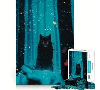 Jigsaw Puzzle 1000 Black Wolf in Snowy Forest Flawless Fit Art, Smart Play Activity, Downtime Game Fun, Birthday Game Gift (38x52cm)