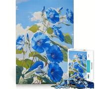 Jigsaw Puzzle 1000 Bloom in Blue Morning Glory Flawless Fit Art, Smart Play Activity, Downtime Game Fun, Birthday Game Gift (38x26cm)