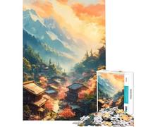 Jigsaw Puzzle 1000 Blossoms Beneath Peaks Educational Game Brain Intelligence Challenge Addictive Toys Secret Santa Gifts Birthday Present (Size 38x26cm)