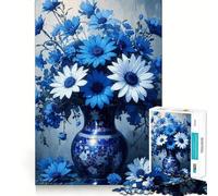 Jigsaw Puzzle 1000 Blue And White Floral Still Life Accurate Joint Fun, Smart Brain Activity, Slow Time Fun, Birthday Game Gift (38x26cm)