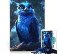 Jigsaw Puzzle 1000 Blue Bird in Forest Animal Flawless Fit Art, Smart Play Activity, Downtime Game Fun, Birthday Game Gift (38x26cm)