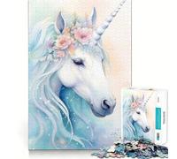 Jigsaw Puzzle 1000 Blue Dreamy Unicorn Exact Cut Play, Logic Skill Play, Relax Time Game, Christmas Home Art (50x75cm)