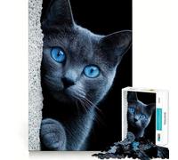 Jigsaw Puzzle 1000 Blue-Eyed Cat Peeking Flawless Fit Art, Smart Play Activity, Downtime Game Fun, Birthday Game Gift (50x75cm)