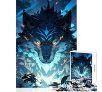 Jigsaw Puzzle 1000 Blue Wolf Digital Art Puzzles for Teenagers Analysis And Logic Wishlist with Santa Claus Birthday And Unique Gifts (38x26cm)