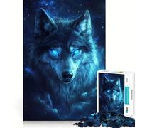 Jigsaw Puzzle 1000 Blue Wolf Starlight - Accurate Joint Fun, Smart Brain Activity, Slow Time Fun, Birthday Game Gift (38x52cm)