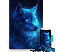 Jigsaw Puzzle 1000 Blue Wolf Starlight Accurate Joint Fun, Smart Brain Activity, Slow Time Fun, Birthday Game Gift (50x75cm)