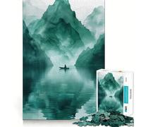 Jigsaw Puzzle 1000 Boat Mountain Asian Mini Accurate Joint Fun, Smart Brain Activity, Slow Time Fun, Birthday Game Gift (38x26cm)