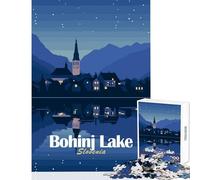 Jigsaw Puzzle 1000 Bohinj Lake Slovenia Night Landscape Jigsaw Puzzles for Teenagers Difficult Hard Educational Challenge Challenging Game Gifts (50x75cm)